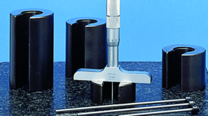 Mitutoyo Depth Micrometer with Interchangeable Rods in Application