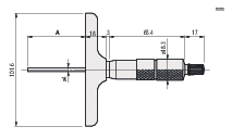 Mitutoyo Depth Micrometer Diagram with Dimensions