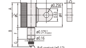 Diagram with Dimensions for Mitutoyo Plunger Dial Gauge Flat Back & Jeweled Bearing (Inch)