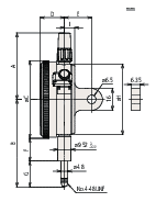 Diagram with Dimensions for Mitutoyo Plunger Dial Indicator, Lug Back, One Revolution, Shockproof