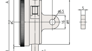 Diagram with Dimensions for Mitutoyo Plunger Dial Gauge with Flat Back, One Revolution