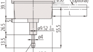 Diagram with Dimensions for Mitutoyo Dial Gauge Back Plunger, One Revolution