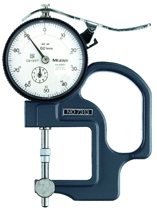 Mitutoyo Dial Indicator Thickness Gauge, Lens Thickness (Inch)