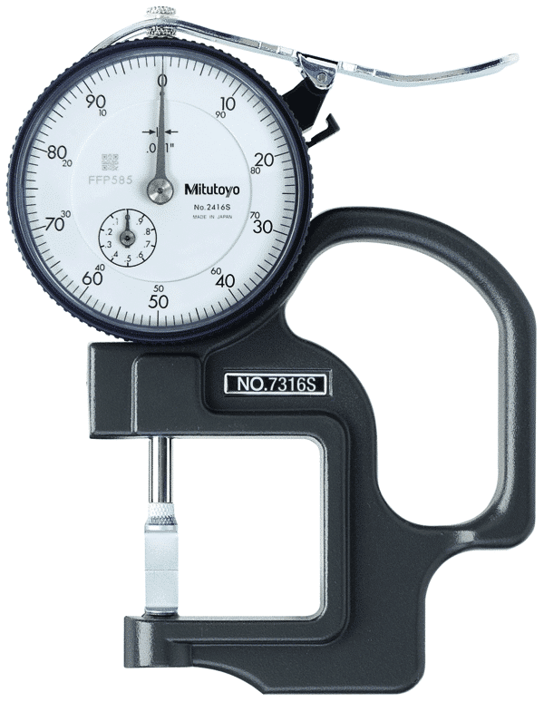 Mitutoyo Dial Indicator Thickness Gauge, Groove Depth, Blade Contact Elements (Inch)