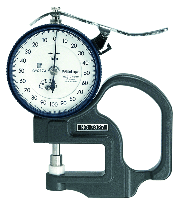 Mitutoyo Dial Indicator Thickness Gauge, Lens Thickness (Inch)