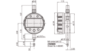 Diagram for Mitutoyo Digital Indicator Bore Gauge ID-C (Inch/Metric) - Plunger Type